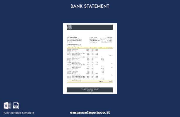 modello Excel di estratto conto bancario Salvador Banco Central de Reserva de El